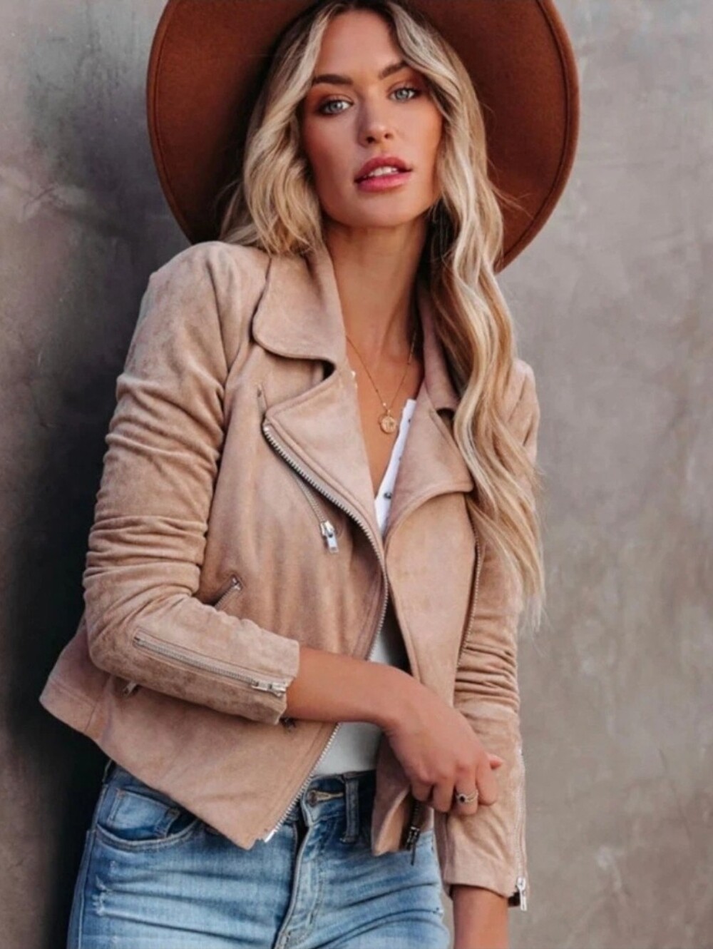 Vici Faux Suede Moto Jacket in Tan - Women, Small